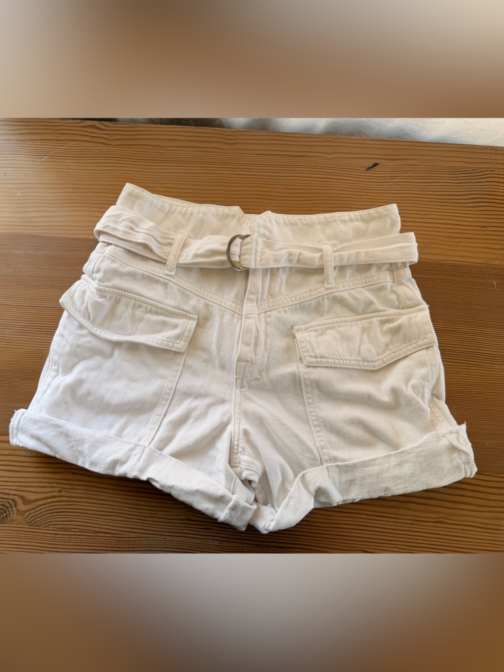Jonathan Simkhai White High-Waist Belted Cotton Shorts